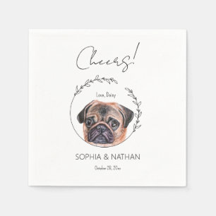 Simple Pug Dog Wedding Cocktail Napkins
