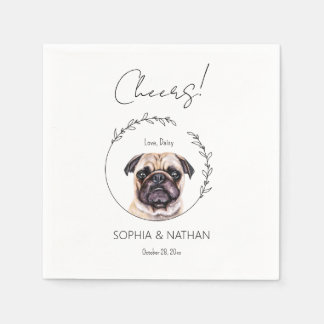 Simple Pug Dog Wedding Cocktail Napkins