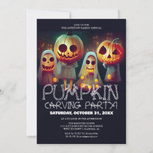 Simple Pumpkin Carving Party Halloween Spooky  Invitation
