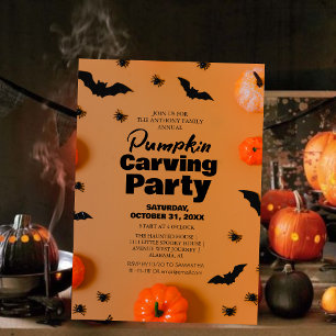 Simple Pumpkin Carving Party Halloween Spooky  Invitation