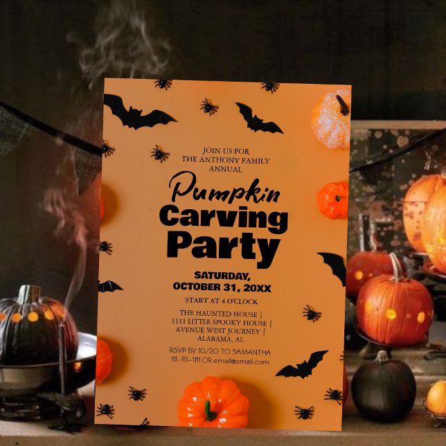 Simple Pumpkin Carving Party Halloween Spooky  Invitation (Creator Uploaded)