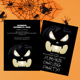 Simple Pumpkin Carving Party Halloween Spooky Invitation