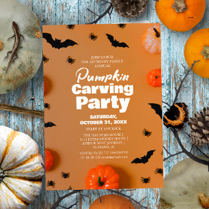 Simple Pumpkin Carving Party Halloween Spooky Invitation