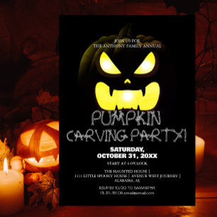 Simple Pumpkin Carving Party Halloween Spooky  Invitation