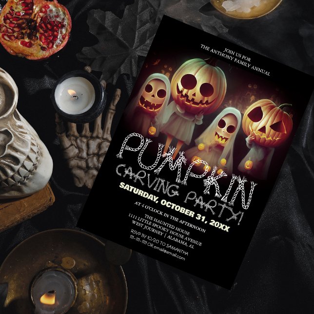 Simple Pumpkin Carving Party Halloween Spooky  Invitation (Creator Uploaded)