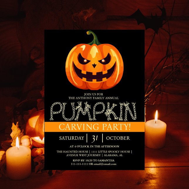 Simple Pumpkin Carving Party Halloween Spooky Invitation (Creator Uploaded)