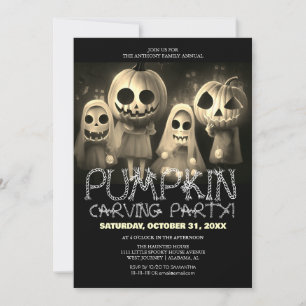 Simple Pumpkin Carving Party Halloween Spooky  Invitation