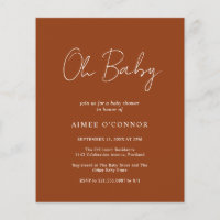 Simple Pumpkin Fall Budget Baby Shower Invitation