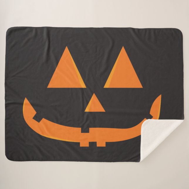 Simple Pumpkin Jack O Lantern Face Sherpa Blanket (Front (Horizontal))