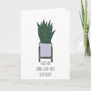 Simple Punny Snake Plant Birthday Greeting Card