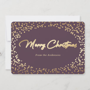 Simple Purple and Gold Foil Christmas Cards