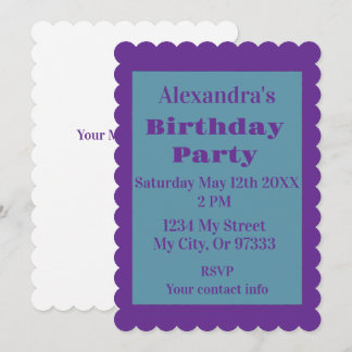 Simple Purple and Green Birthday Invitation