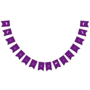 Simple Purple And White Customizable Graduation Bunting