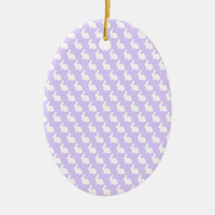 Simple Purple and White Easter Bunny Ceramic Ornament