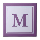 Simple Purple and White Monogrammed Ceramic Tile<br><div class="desc">You can customise this purple monogrammed ceramic tile with your monogram/initial.</div>