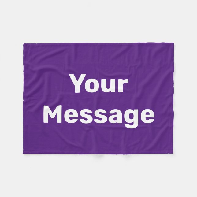 Simple Purple and White Text Your Message Template Fleece Blanket (Front (Horizontal))