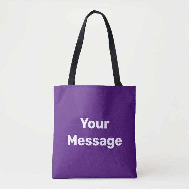 Simple Purple and White Your Message Text Template Tote Bag (Front)