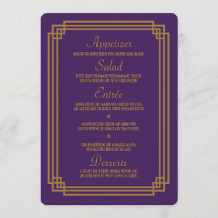 Simple Purple Art Deco Wedding Menu