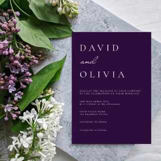 Simple Purple Black & White Elegant Minimalist Invitation