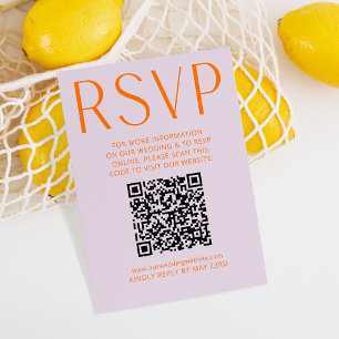 Simple Purple & Bright Orange RSVP Online QR code Card