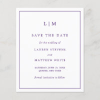 Simple Purple Budget Wedding Save the Date