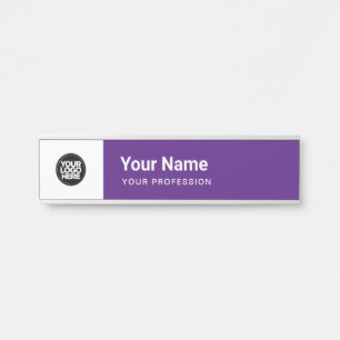 Simple Purple Business Logo Name Profession Door Sign