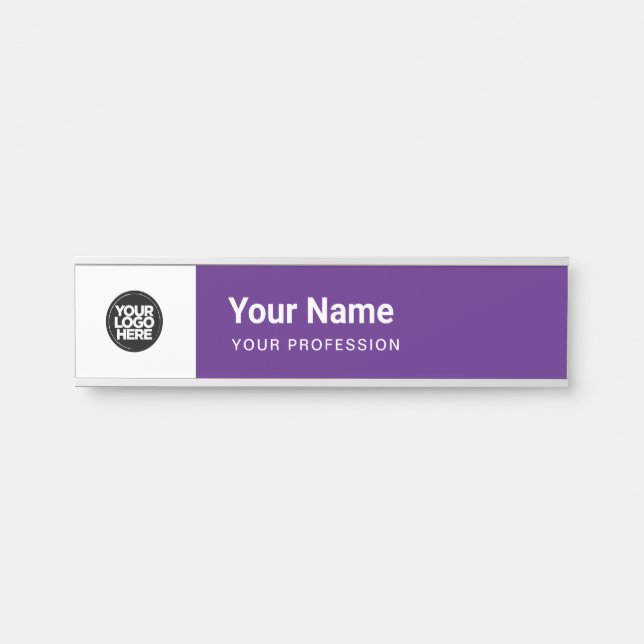 Simple Purple Business Logo Name Profession Door Sign (Front)