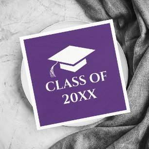 Simple Purple Class of Graduation Year Napkin