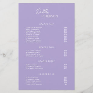 Simple Purple Contemporary Modern Price List Flyer