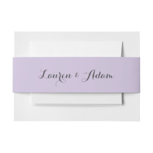 Simple Purple Couples Names Wedding  Invitation Belly Band