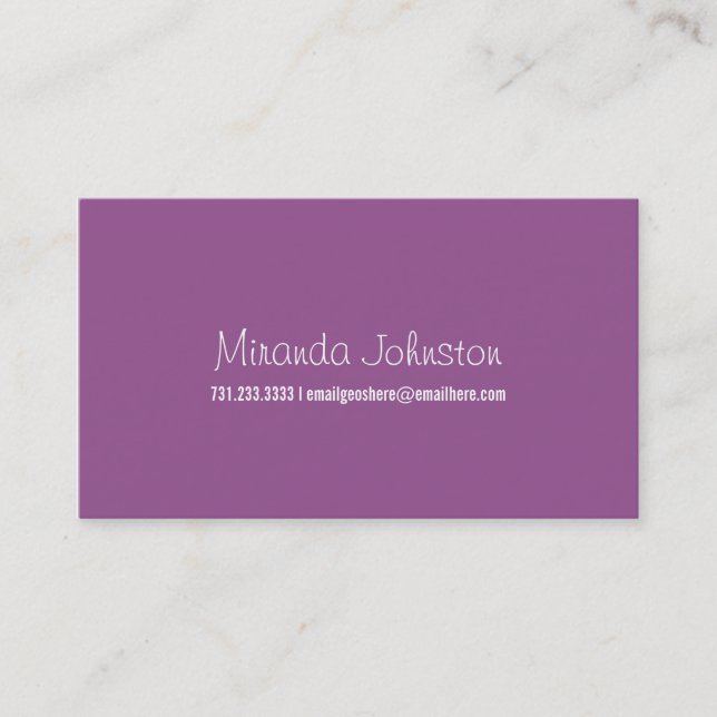 Simple Purple Design Calling Cards (Front)