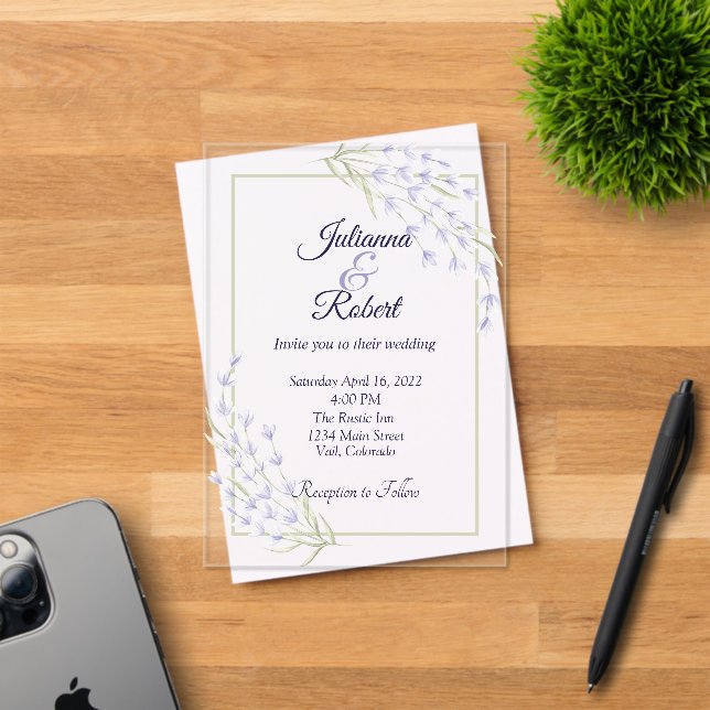 Simple purple floral wedding invitation (Insitu (Invitation Card))