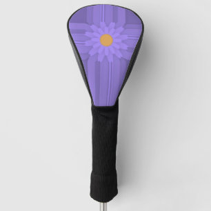 Simple Purple Flower on Cross Modern Golf Head Cover