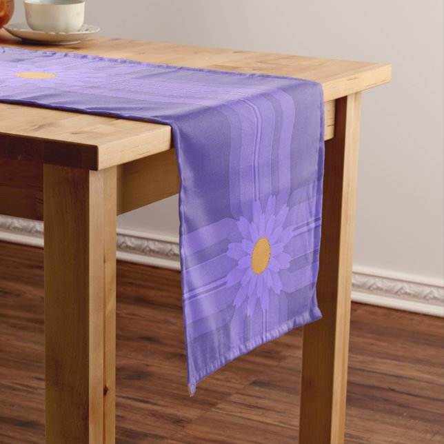 Simple Purple Flower on Cross Modern Long Table Runner (In Situ)