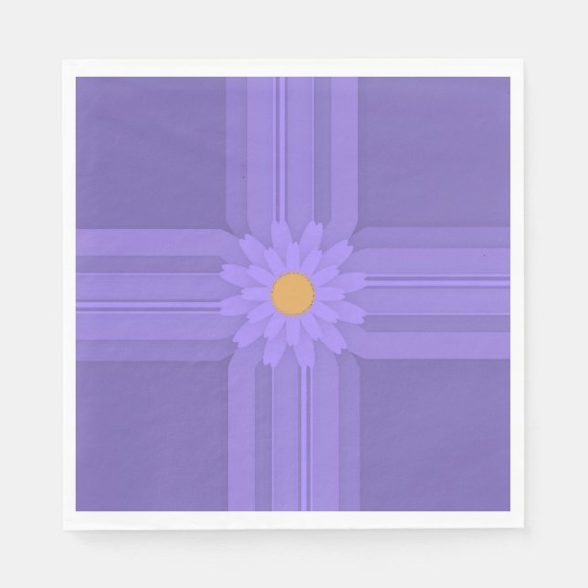 Simple Purple Flower on Cross Modern Napkin (Front)