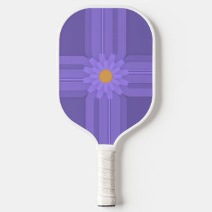 Simple Purple Flower on Cross Modern Pickleball Paddle