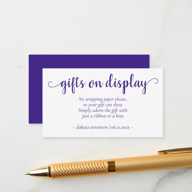 Simple Purple Gifts on Display | Grape Any Event Enclosure Card (Front/Back In Situ)