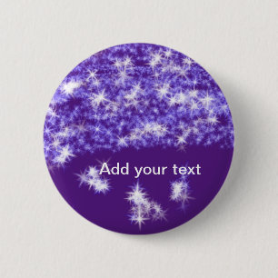 Simple purple glitter sparkle stars add your text 6 cm round badge