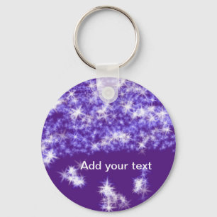 Simple purple glitter sparkle stars add your text key ring