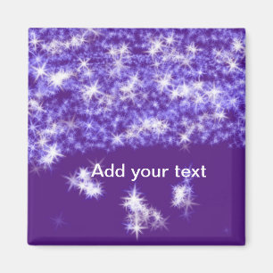 Simple purple glitter sparkle stars add your text magnet