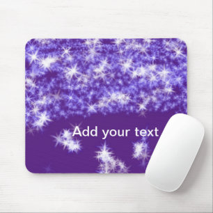 Simple purple glitter sparkle stars add your text mouse pad