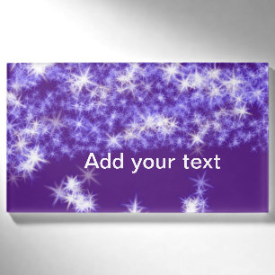Simple purple glitter sparkle stars add your text  name tag