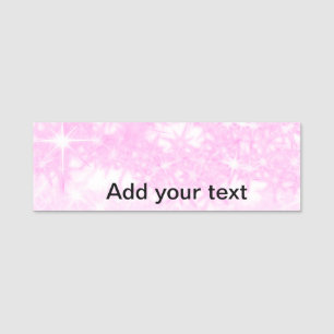 Simple purple glitter sparkle stars add your text name tag