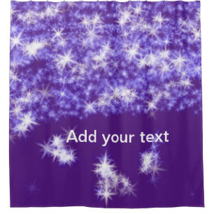 Simple purple glitter sparkle stars add your text  shower curtain
