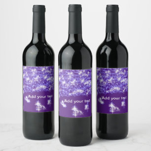 Simple purple glitter sparkle stars add your text wine label
