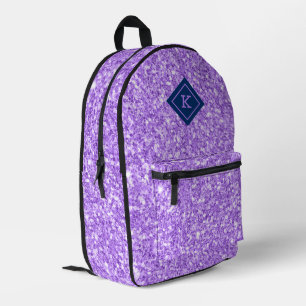 Simple purple glitter texture print   monogram printed backpack