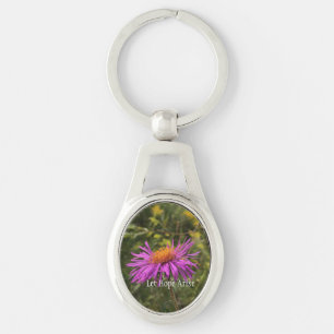 Simple Purple Gold Flower Inspirational Quote Key Ring