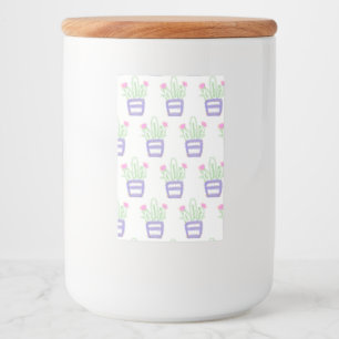 Simple purple green cactus glitter sparkle custom food label