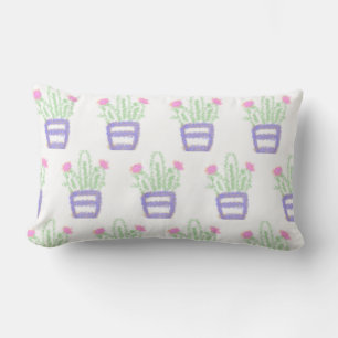 Simple purple green cactus glitter sparkle custom lumbar cushion