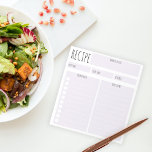 Simple Purple Lavender Blank Sheet Culinary Recipe Notepad<br><div class="desc">A simple and useful notepad for culinary recipes. A purple lavender design features blank areas where you can write down all the essential information. The text is fully customisable.</div>